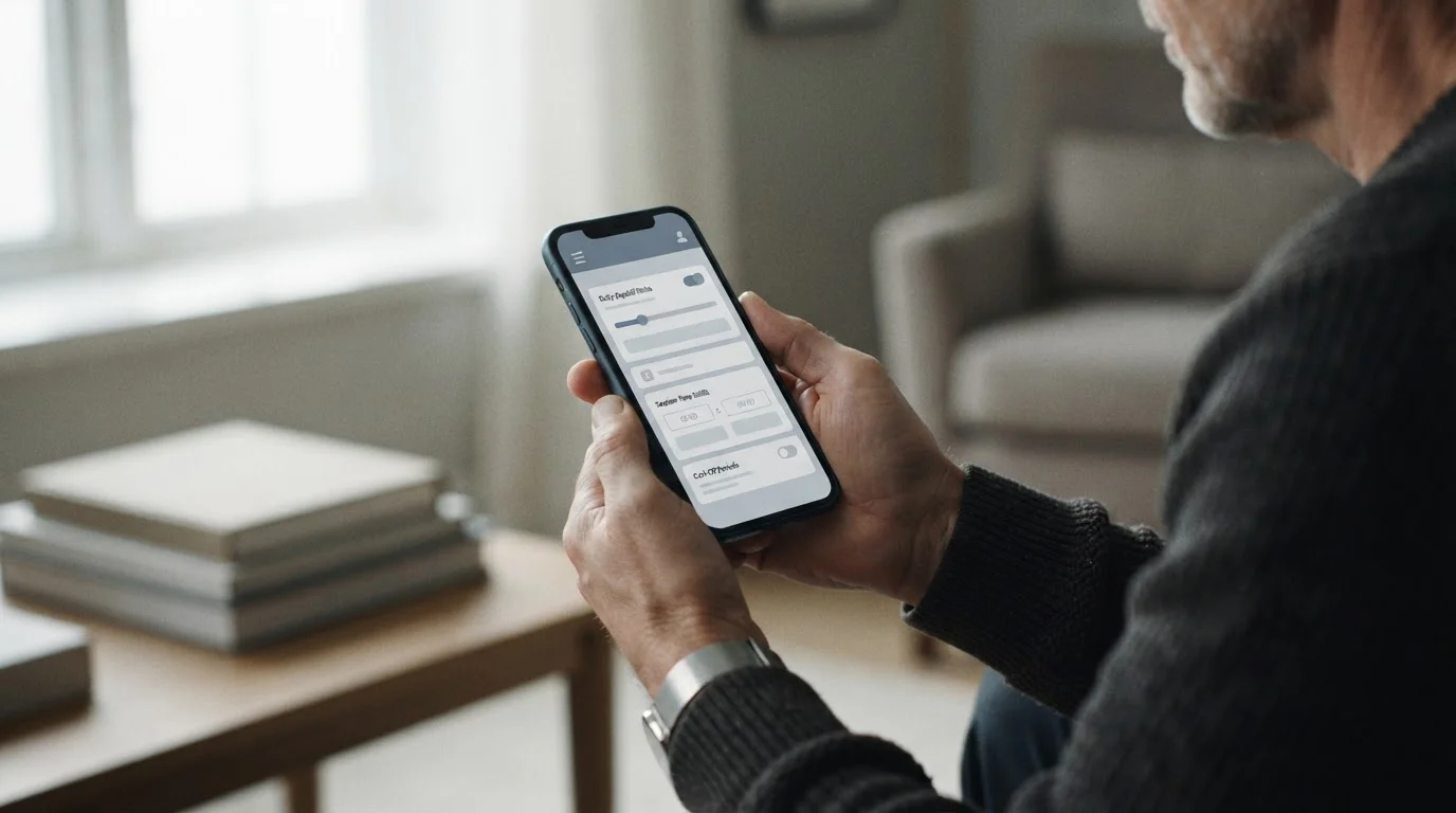 Person setzt Limits in einer Wett-App zur Kontrolle des Spielbudgets