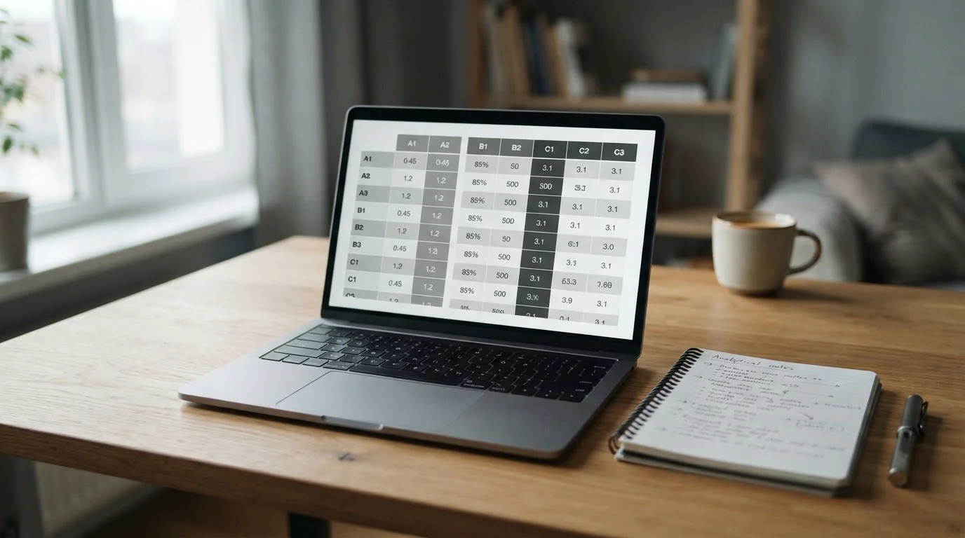 Vergleich von Sportwetten-Anbietern auf einem Laptop in ruhiger Arbeitsumgebung