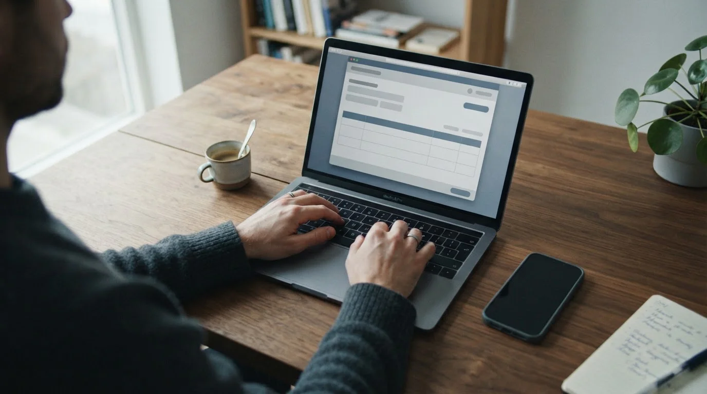 Person nutzt Laptop für Online-Zahlung bei Wettanbieter