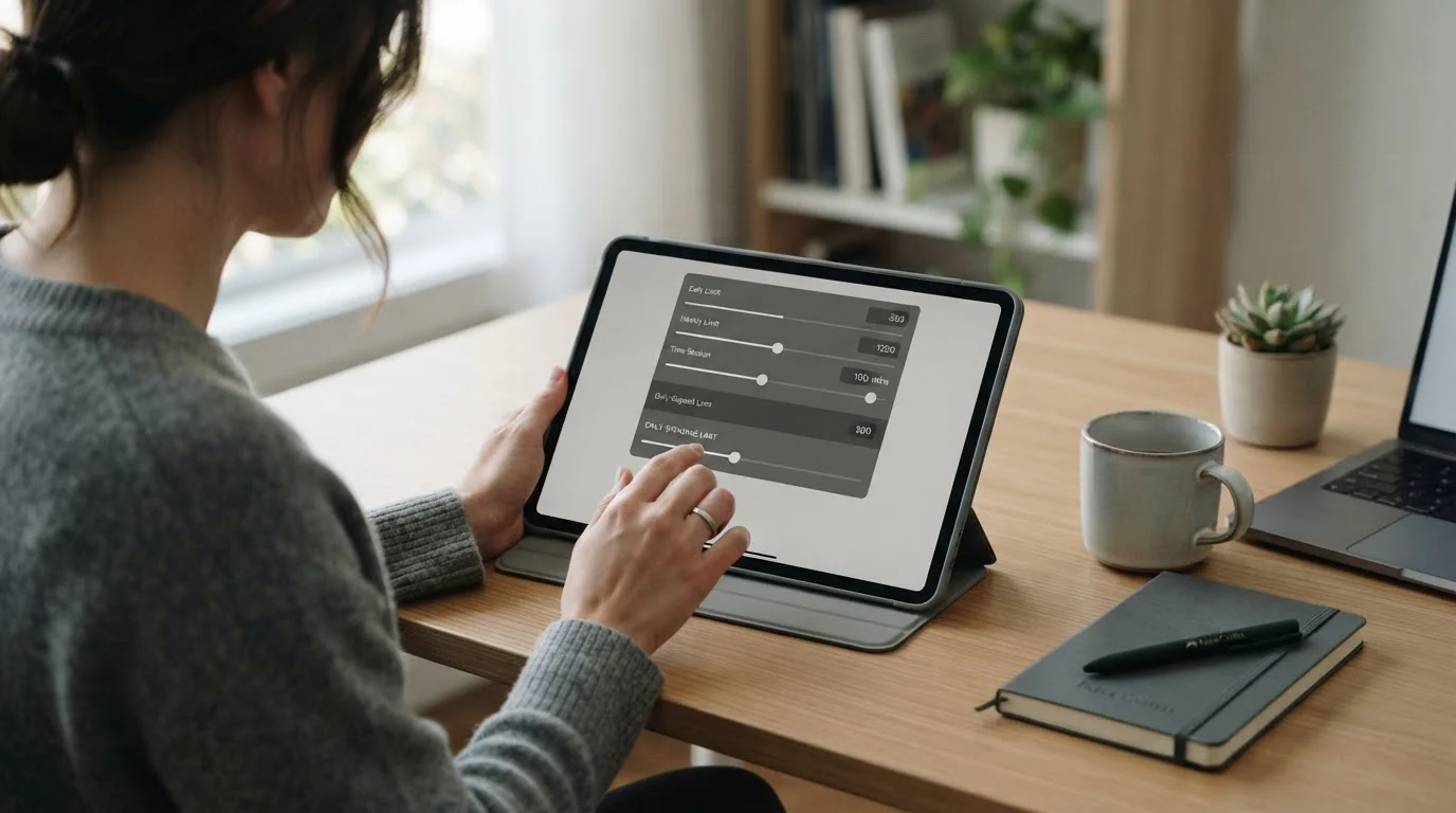Nutzer setzt Einzahlungslimit auf Tablet-Bildschirm gemäß GGL-Vorgaben