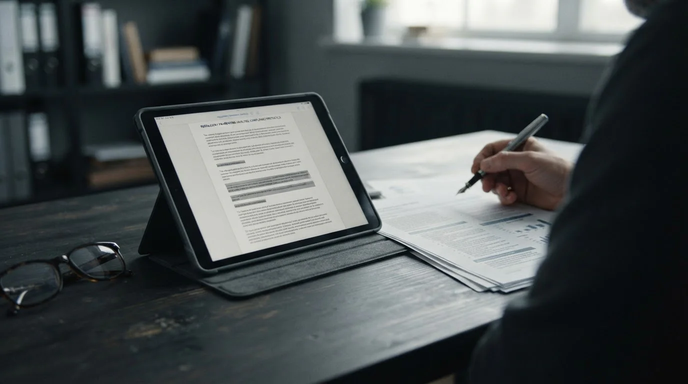 Offizielle Dokumente und Tablet für rechtliche Rahmenbedingungen deutscher Wettanbieter