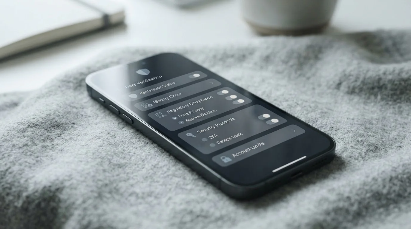 Smartphone-Bildschirm mit neutralen Sicherheits- und Compliance-Einstellungen