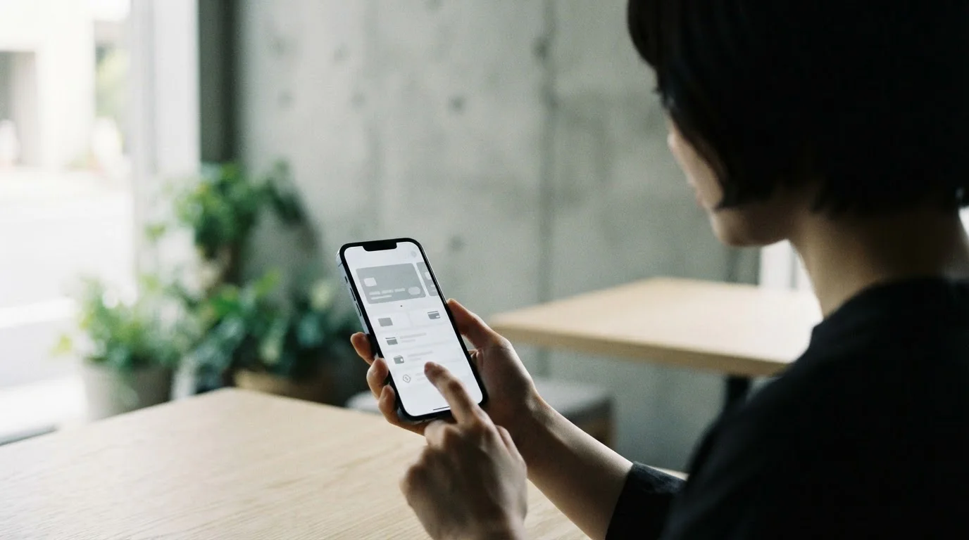 Hand wählt Zahlungsmethode auf Smartphone-Bildschirm aus