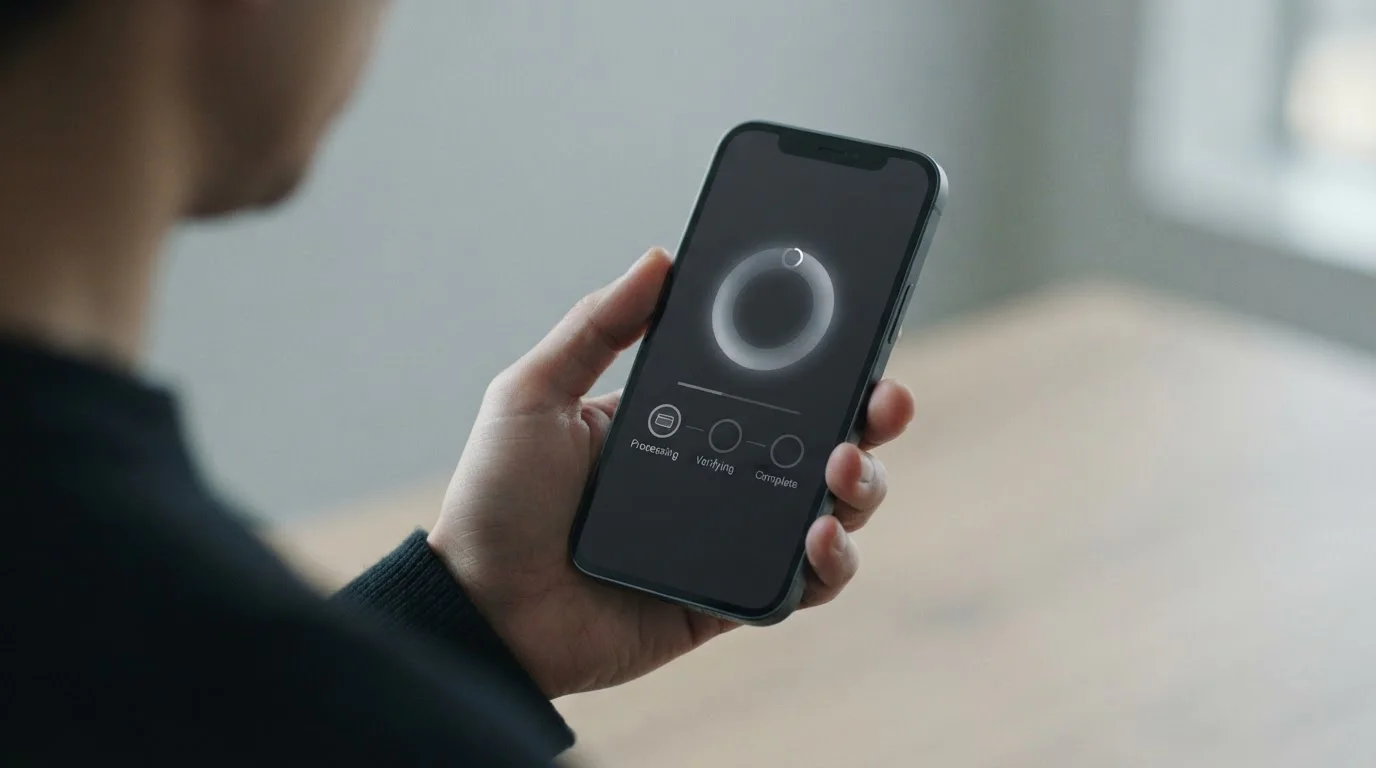 Smartphone zeigt Zahlungsvorgang mit Transaktionsdetails