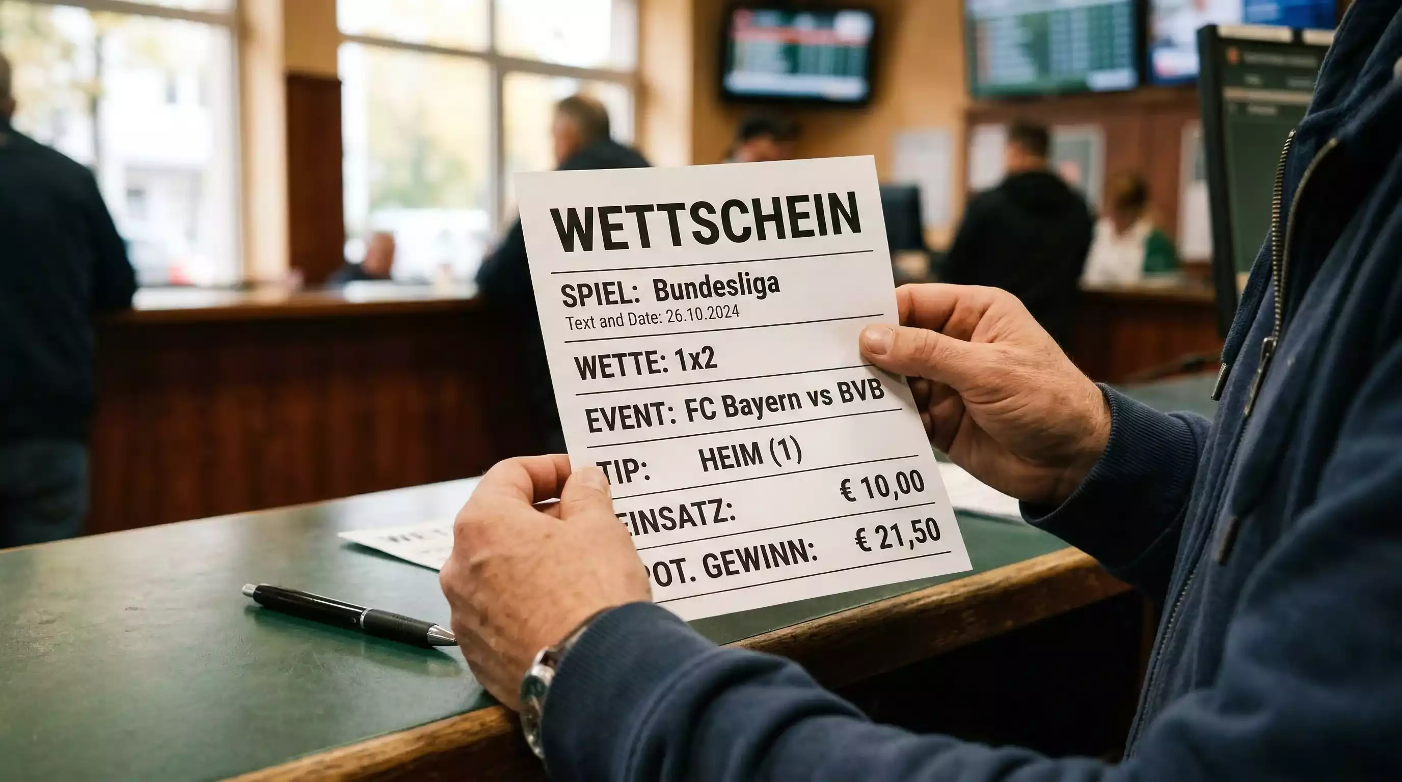 Wettschein für Pferdewetten mit verschiedenen Wettarten — Siegwette und Platzwette