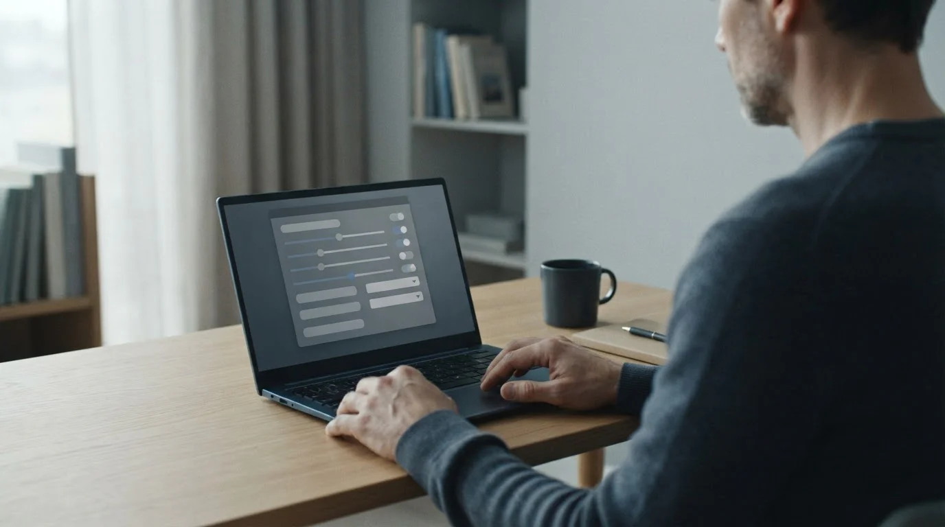Person stellt Limits und Spielerschutzmaßnahmen auf Laptop ein