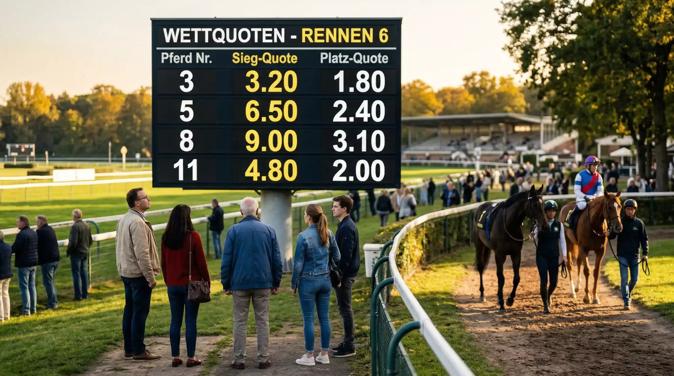 Totalisator-Quotentafel auf einer deutschen Galopprennbahn