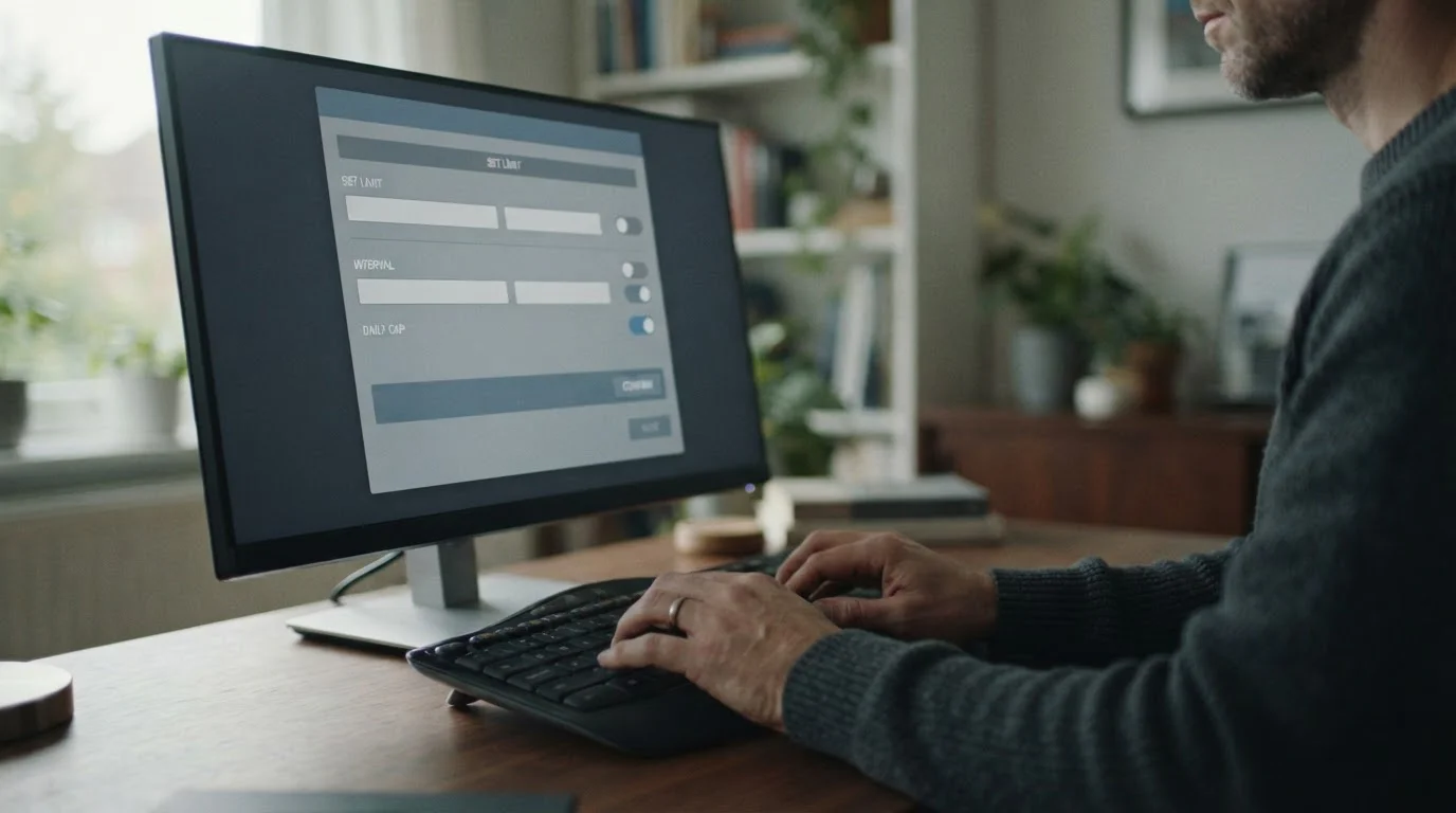 Person setzt Limits am Computer