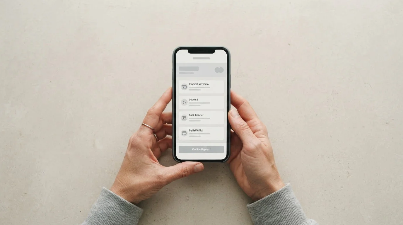 Verschiedene digitale Zahlungsmethoden auf Smartphone-Display