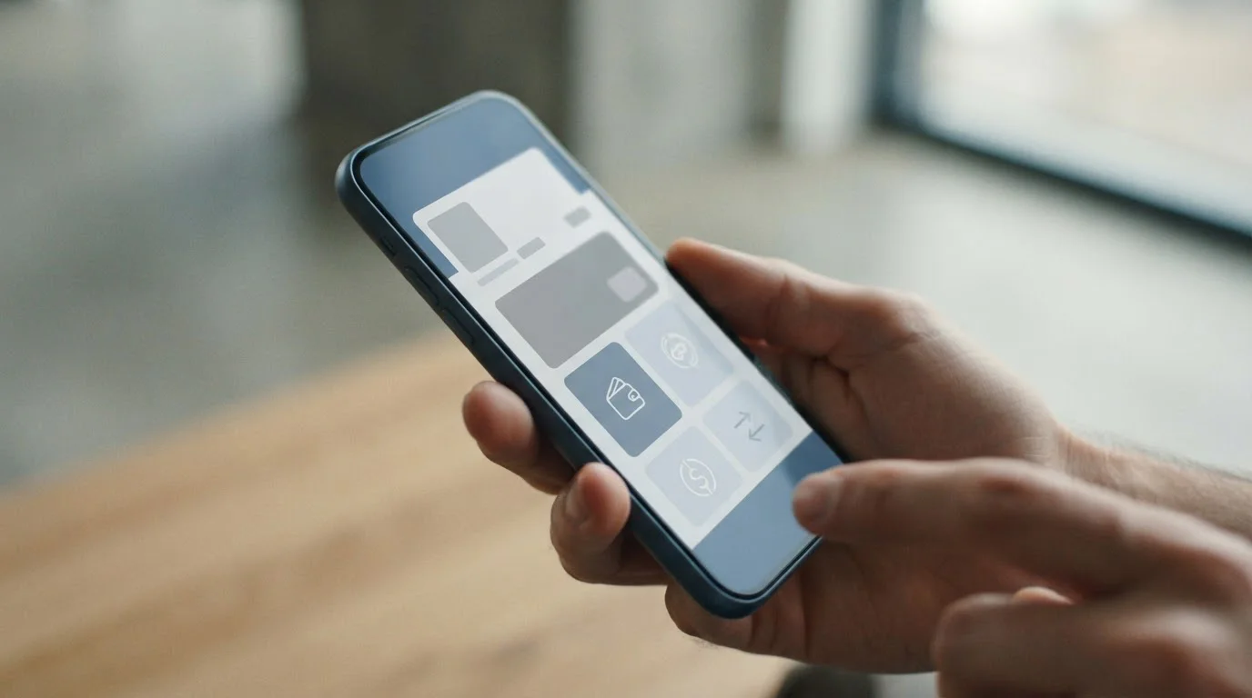 Smartphone mit digitaler Zahlungsauswahl und verschiedenen Einzahlungsoptionen